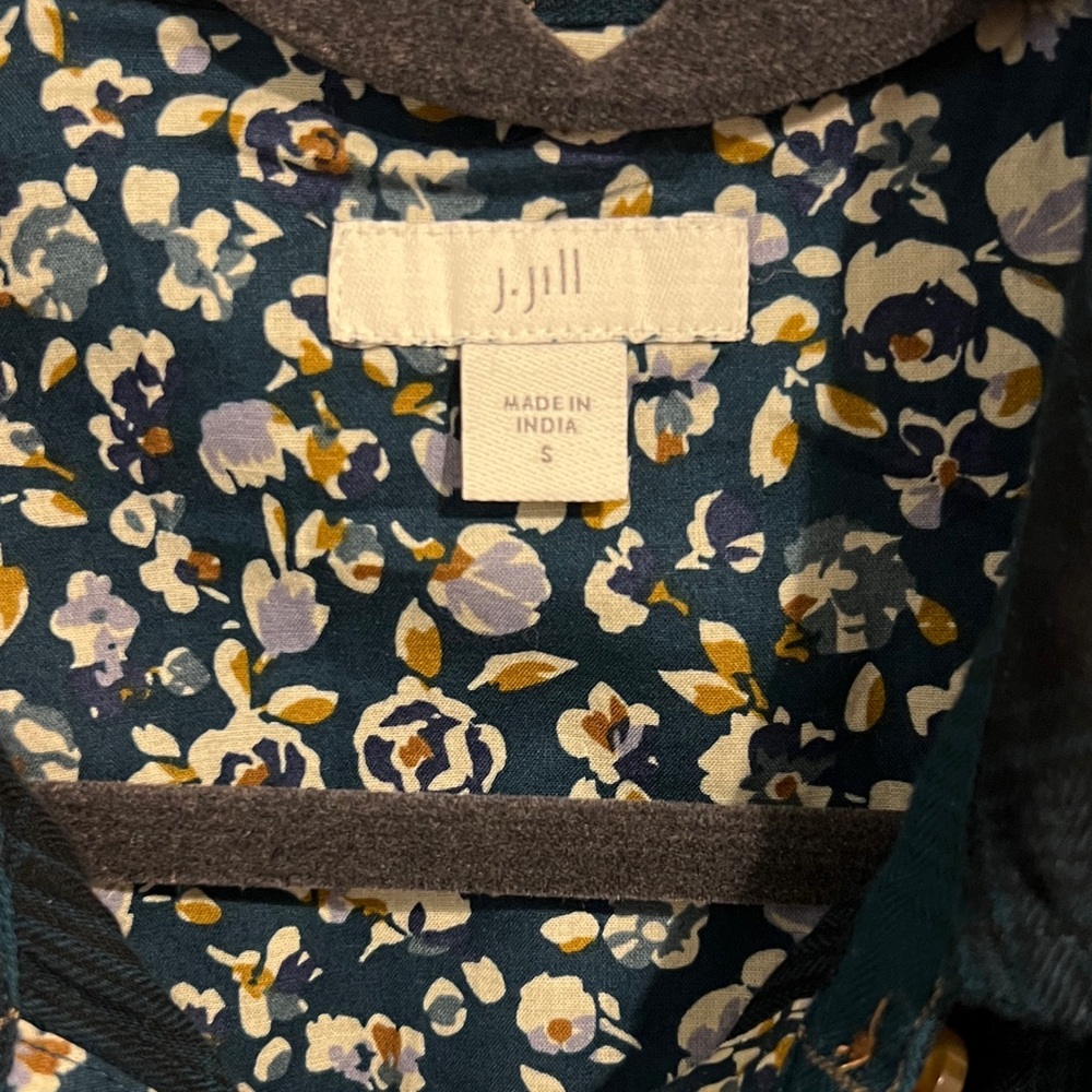 J. Jill Teal and Mustard Plaid Dress with Floral Accents - Picture 2 of 11